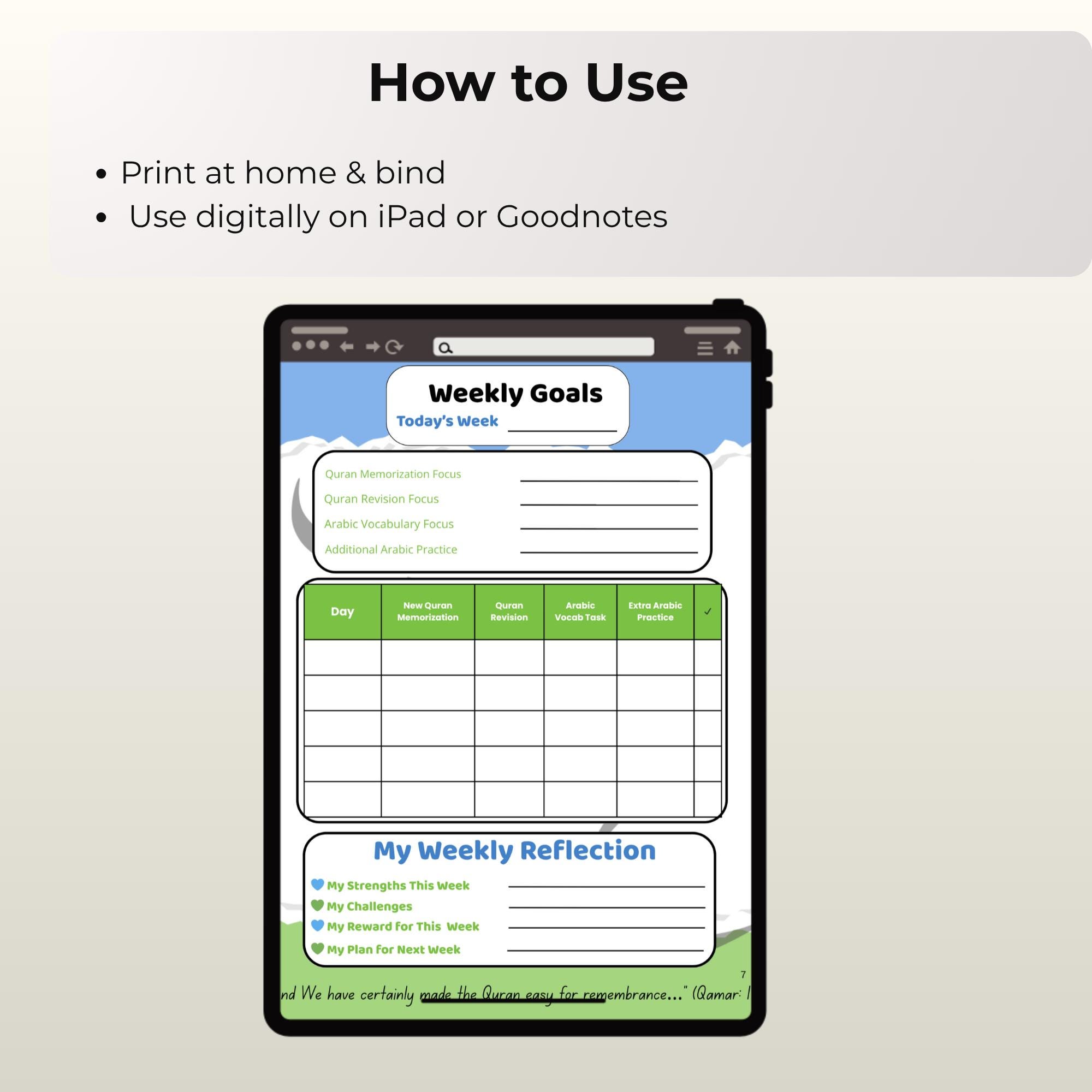 Hifz/arabic Weekly Planner for Kids: Fun Daily Routine for Quran and ...