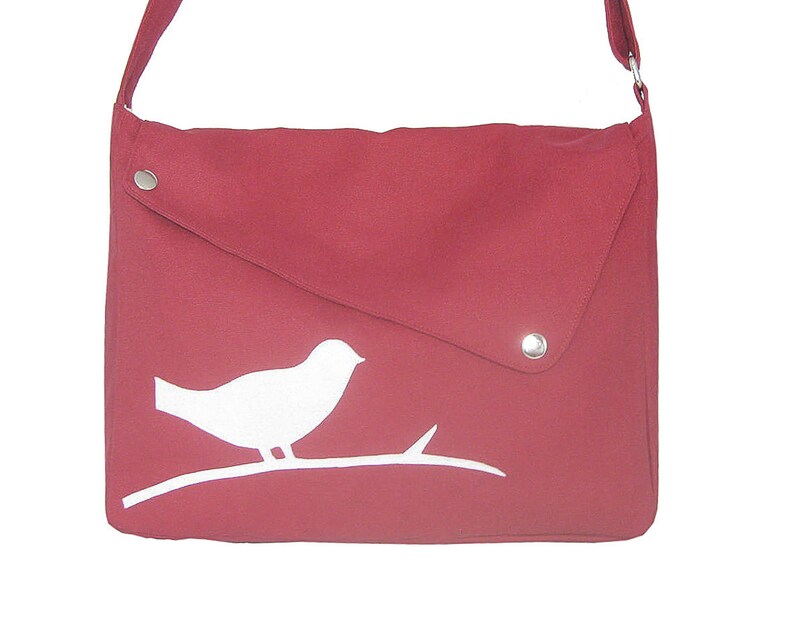 travel bag cross body bag shopping bag shoulder bag hand bag Red cotton canvas messenger bag bird messenger,diaper bag ipad bag