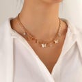 Butterfly Clavicle Necklace, Metal Minimalist Chain, Gift for Her