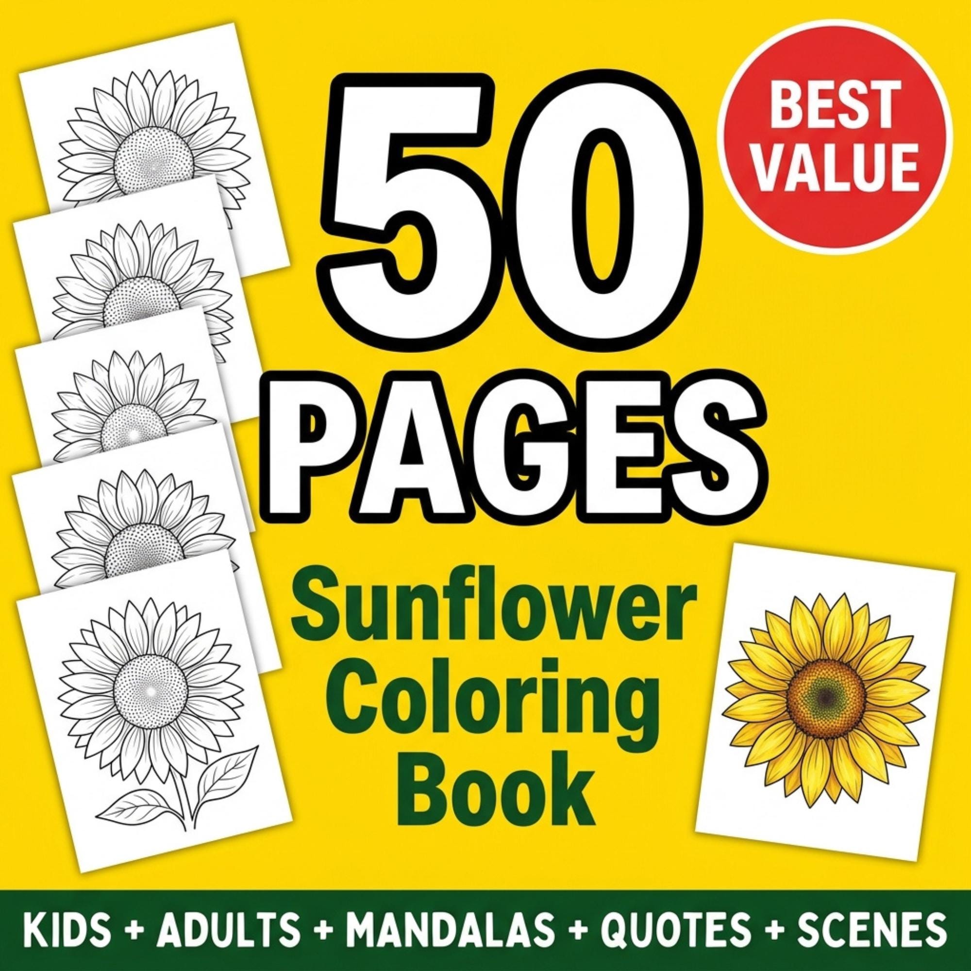 41 Creative Sunflower Crafts for Kids 28 sunflower coloring pages bundle: Printable Line Art for All Ages…