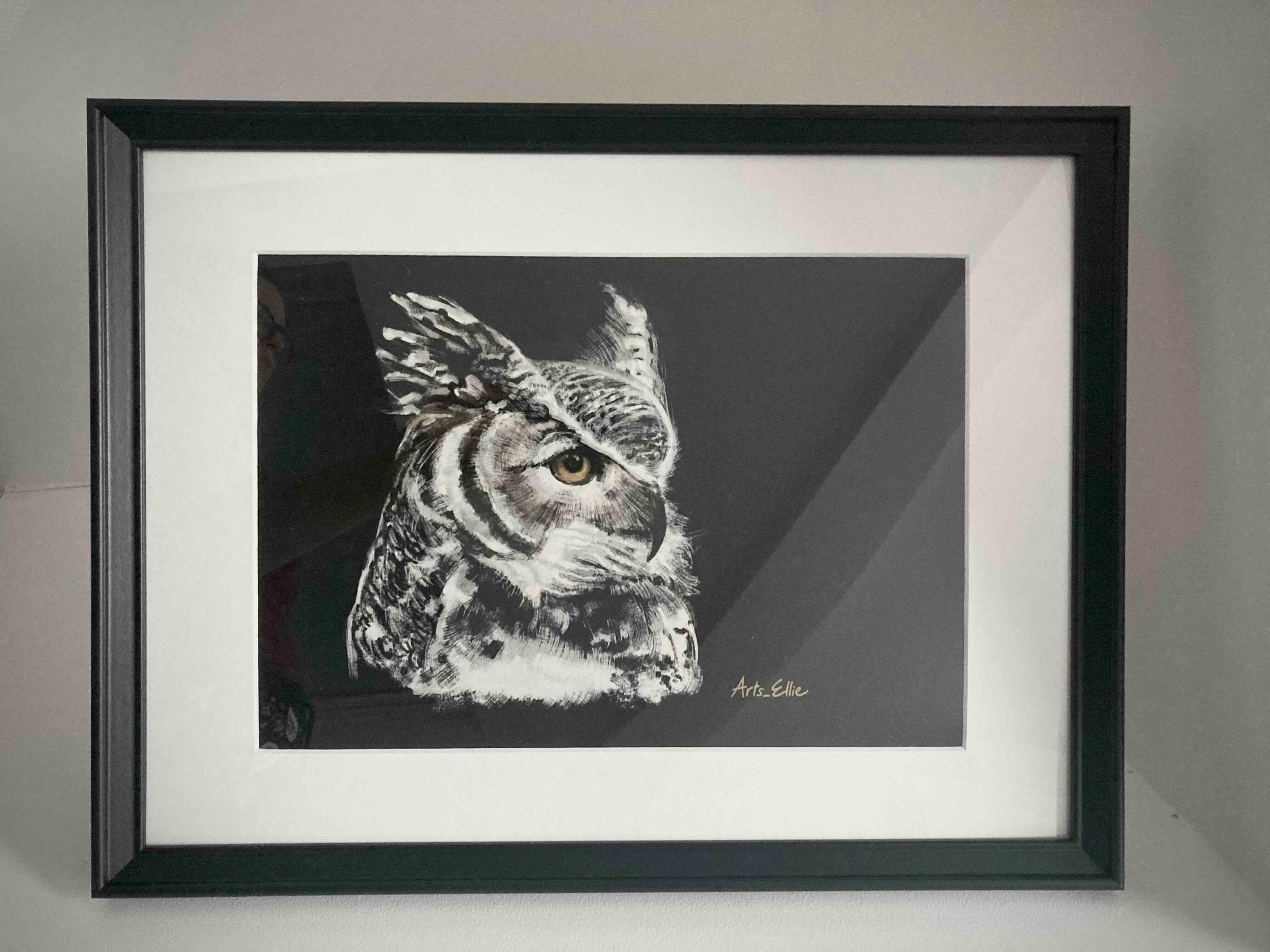 Great Horned Owl Portrait | Realistic Animal Art Print