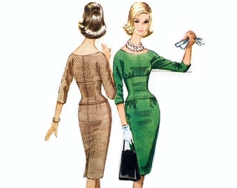 1960s Wiggle Dress Pattern, Sheath Dress, Midriff Dress, Scoop Neckline, Bust 34, Size 14, McCalls 5580, Vintage Sewing Pattern