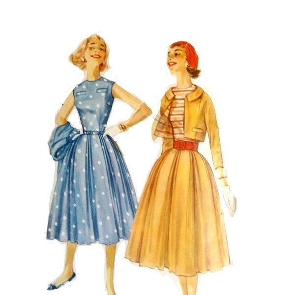 1950s Sundress Dress Pattern, Sleeveless, Round Neckline, Fit and Flare, Bust 31 32, Simplicity 2368, Size 11, Vintage Sewing Pattern