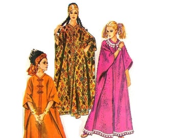 1960s Caftan Pattern, Muu Muu, Boho, One size fits all Proportioned to your height, Simplicity 8354, Misses Vintage Sewing Pattern