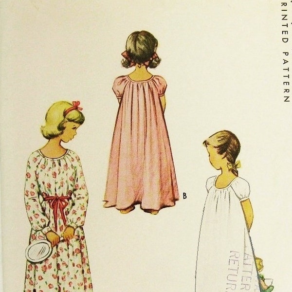 1940s Girl's Nightgown Pattern, Long or Short Sleeves, Size 2, Uncut, McCall 7458, Vintage Sewing Pattern,