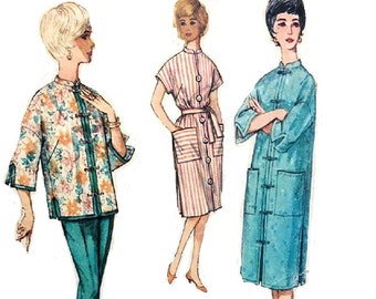 1960s Misses Patio Dress Pattern, Robe Pattern, Chinese Robe, Mandarin Collar, Bust 36, Size 16, Simplicity 4233, Vintage Sewing Pattern