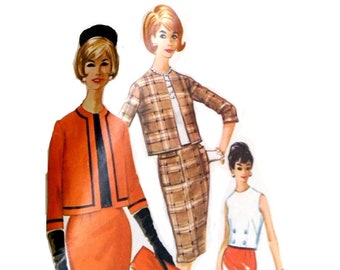 1960s Jacket, Blouse, and Wiggle Skirt Pattern, Sleeveless Blouse, Patch Pockets, Bust 36, Size 16, McCalls 6052, Vintage Sewing Pattern