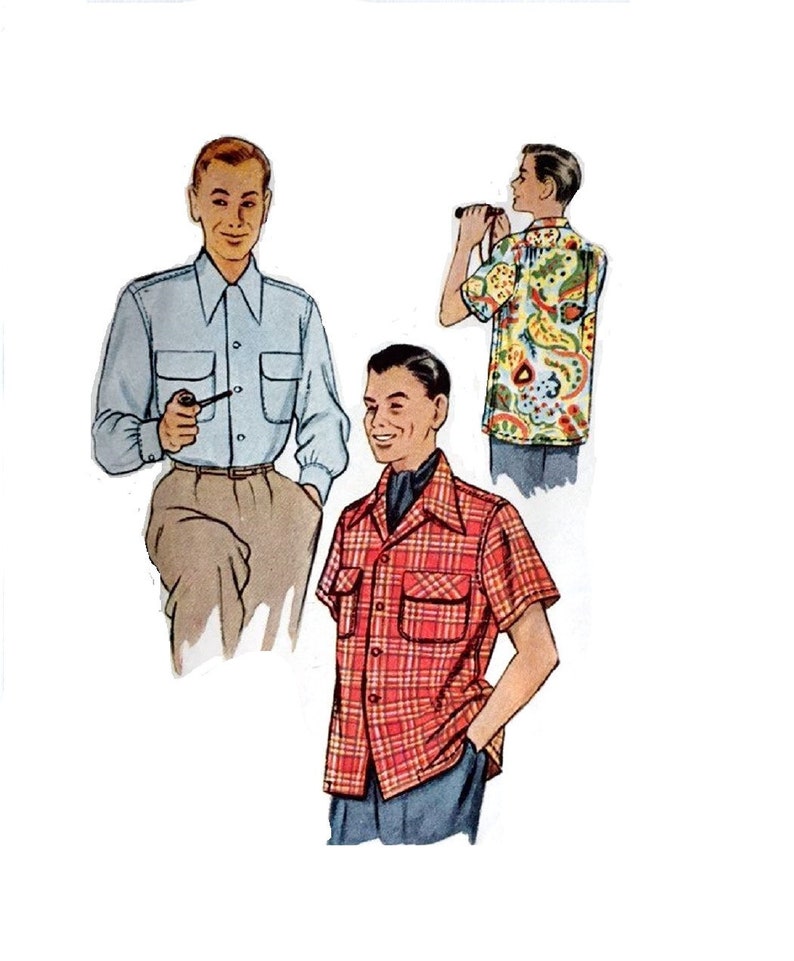 1950/'s Vintage Sewing Pattern Men/'s Swim Shorts /& Shirt Large Chest 42-44/"