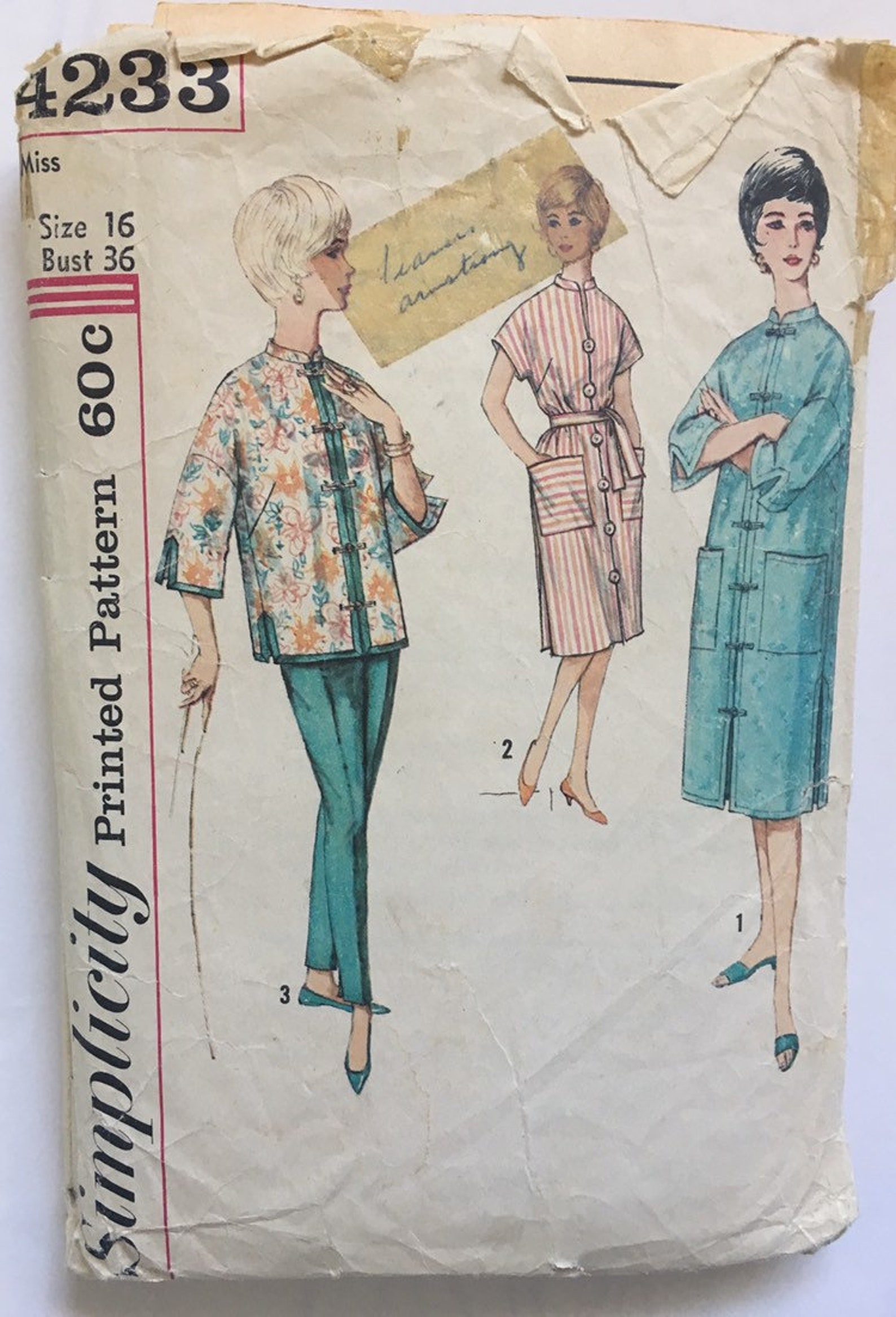 1960s Misses Patio Dress Pattern Robe Pattern Chinese Robe Etsy