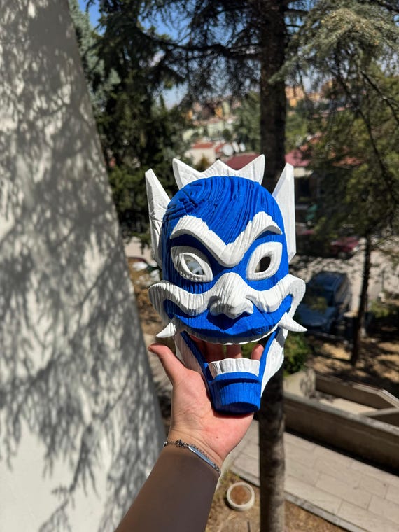 Blue Spirit Mask - 3D Printed Kabuki Mask - Etsy