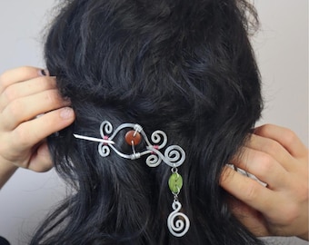 Hammered Aluminum Button Eye Hair-Pin (Seraphina Hair-Pin)