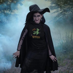 Feelin&#39; A Little Witchy Halloween Gift T-shirt for Her Casual Wear Tee Fun Outfit Boho Style Shirt Witch Lover Apparel