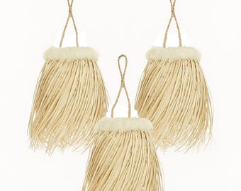 Juego de 3 pantallas de lámpara hechas a mano con forma de hoja de palma – Decoración boho