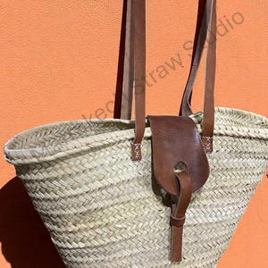 Handgewebte marokkanische Stroh Strandtasche: Leder Akzente, Französische Markttasche - Stroh Strand Strandtasche - Geschenk für Sie - Brautjungfer Geschenk - Sommerkorb