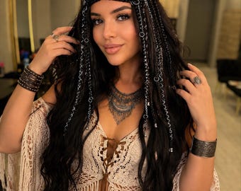 Boho gevlochten haarband met haar