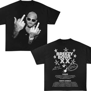 Chris Brown Vintage Middle Finger Vintage Shirt, Concert 2025 Shirt, Chris Brown Breezy Bowl XX Graphic Tee, Music Y2k TShirt