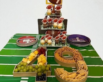 Football Cupcake Stand 3 Tier | Sports Birthday Party Dessert Tower | Football Theme Decorations for Game Day & Tailgate Snacks