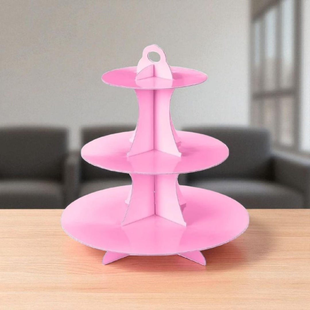 Pink Cake Riser Pink 3 Tier Cupcake Stand Tower for Dessert Table | Cake Holder Display ...