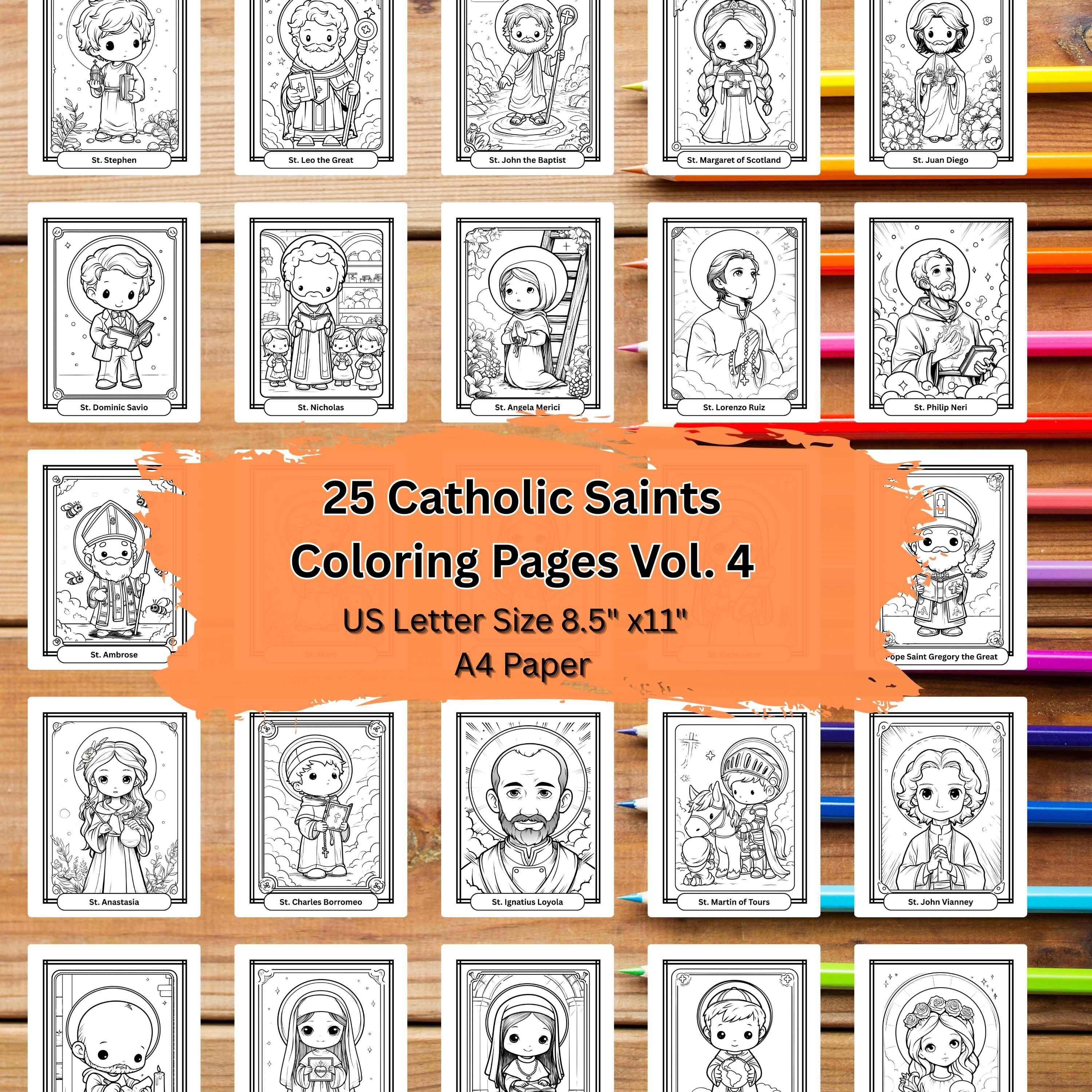 Catholic Saints Coloring Book Pages Kids Activity Printable Sheets ...