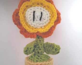 Handmade Crochet Fire Flower from Classic Video Games | Retro Gamer Plush