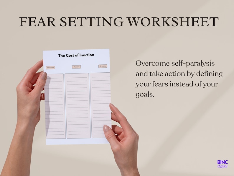Fear Setting Worksheet: Printable Goal Setting PDF - Etsy