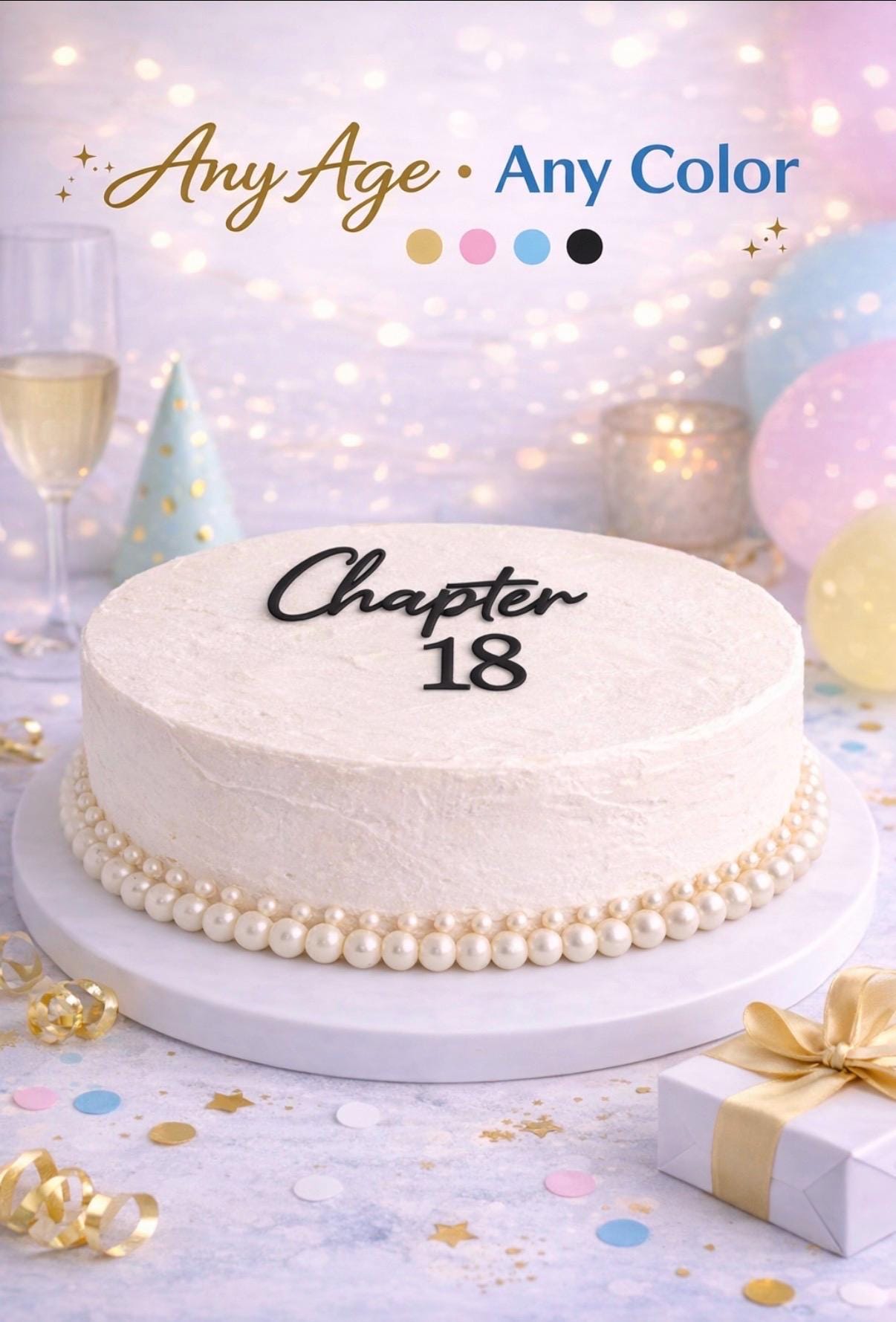 Custom Chapter Cake Topper, Any Age Birthday Decor, Modern Minimal Sign ...