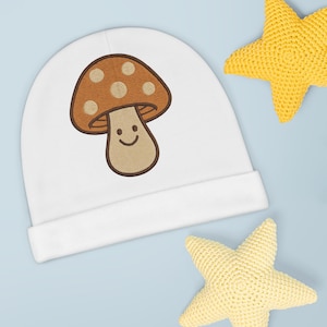 Whimsical Mushroom Baby Beanie, Cute Baby Hat, Newborn Gift, Toddler Accessories, Fall Fashion, Cozy Winter Beanie