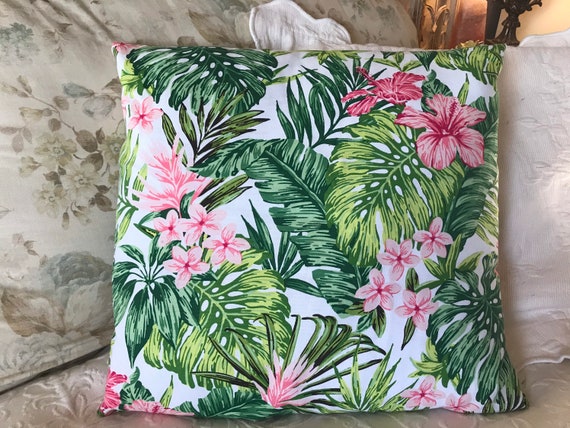 Hawaiian Print Pillow Cover Hibiscus With GORGEOUS COLORS Etsy