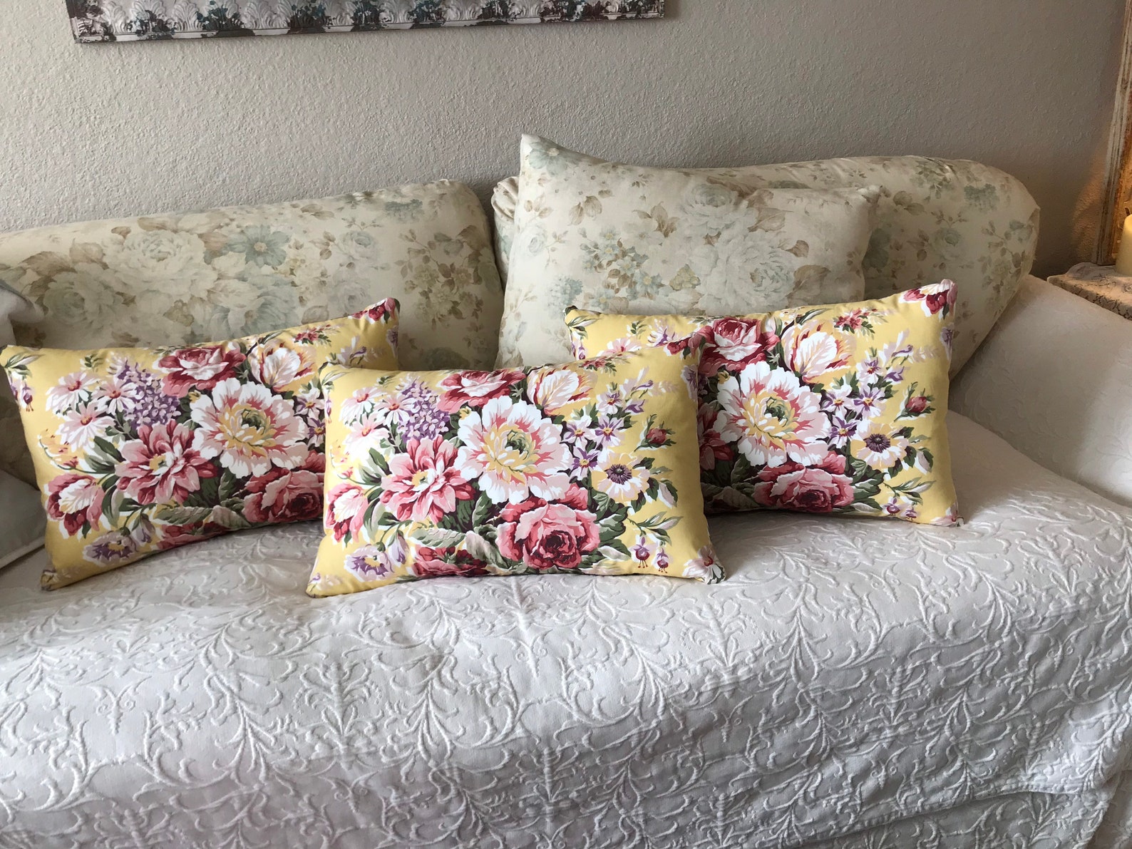 RALPH LAUREN Pillow Cover With ROMANTIC Flowers Vintage Fabric Etsy