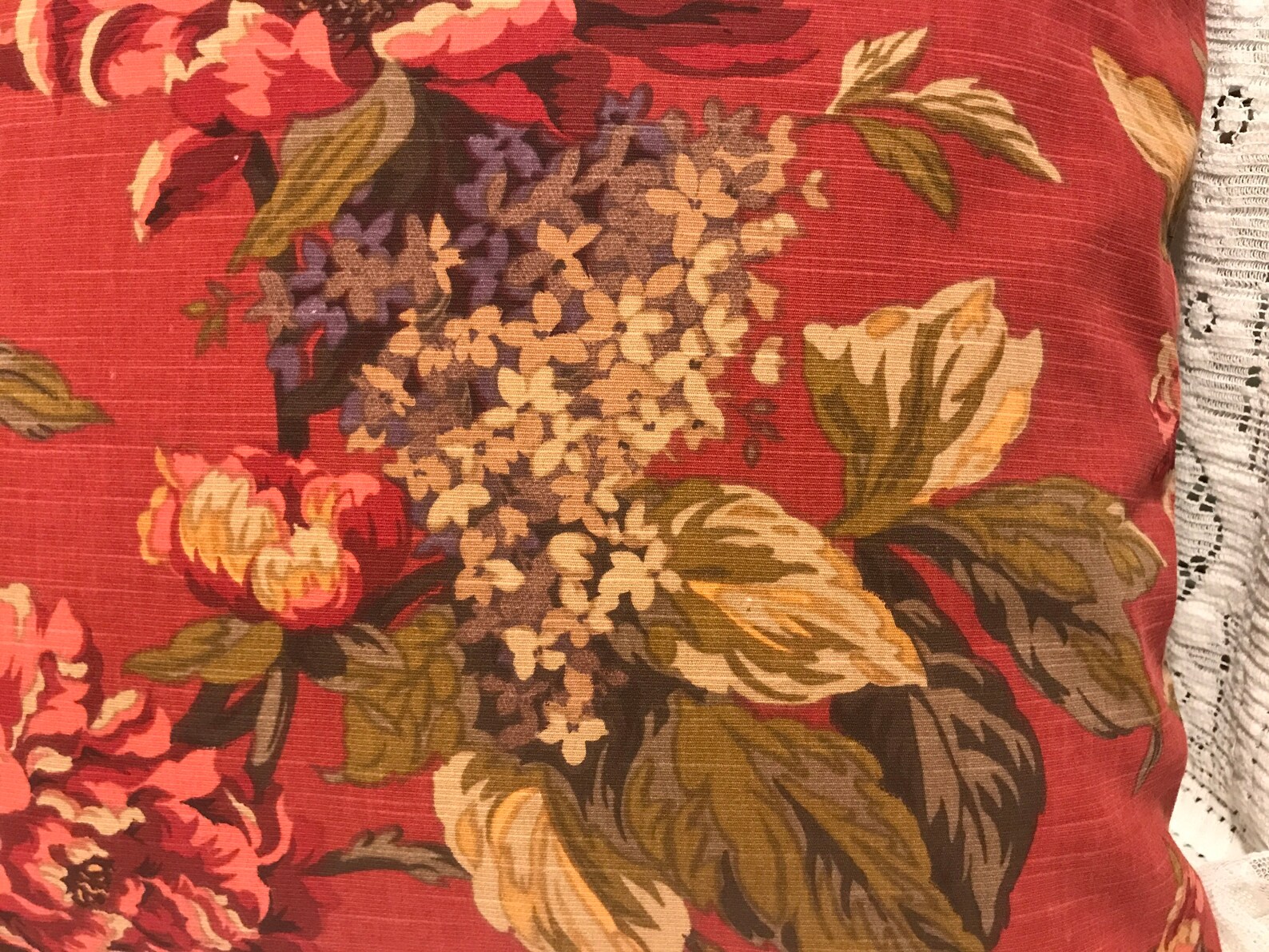 Vintage WAVERLY PILLOW Cover Rich FALL Colors Lovely Floral Etsy