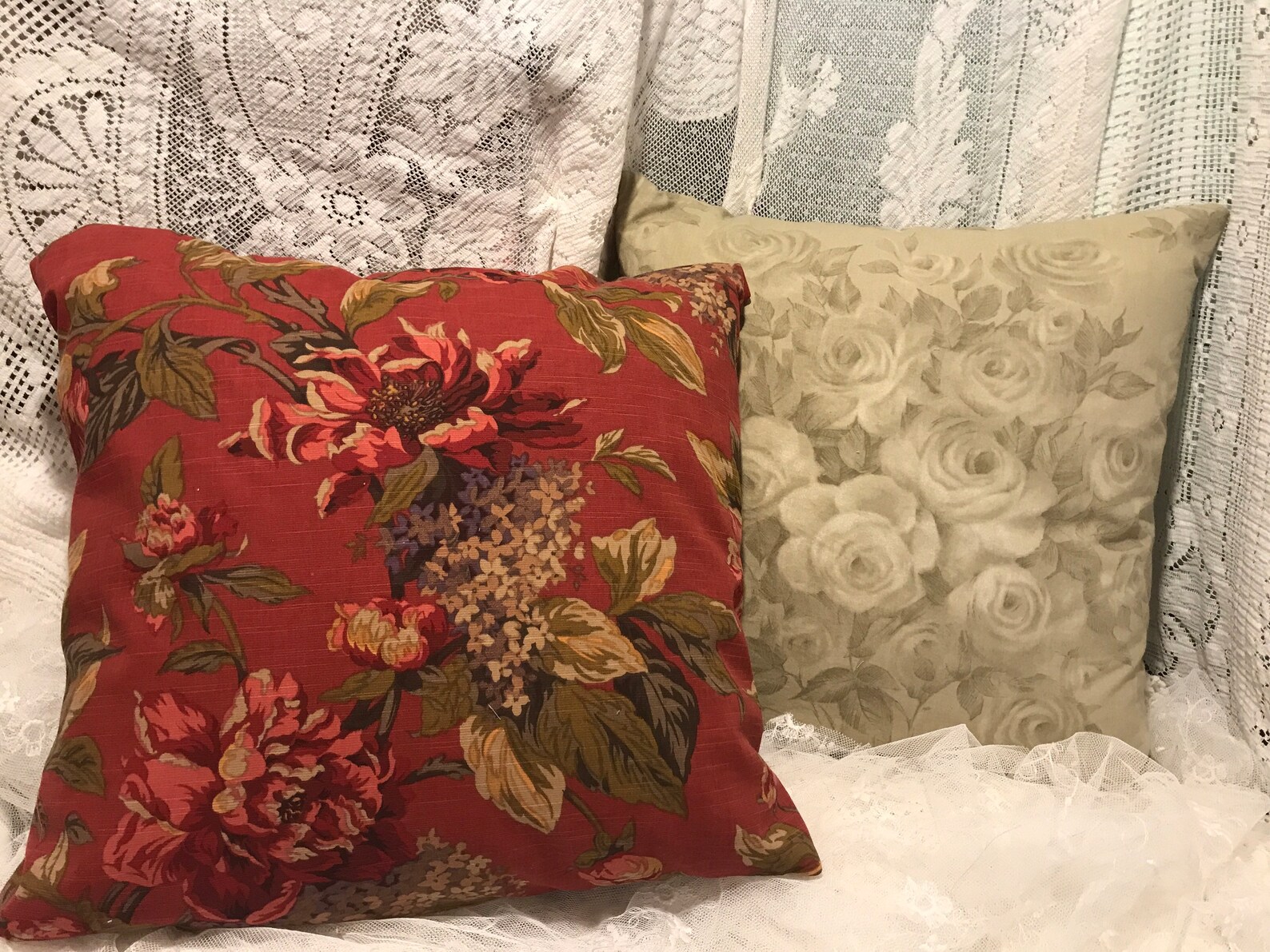 Vintage WAVERLY PILLOW Cover Rich FALL Colors Lovely Floral Etsy