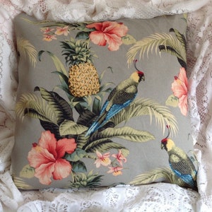 Tommy Bahama tropical beach PARROT pillow cover Cool Tropical parrot fabric in vintage colors