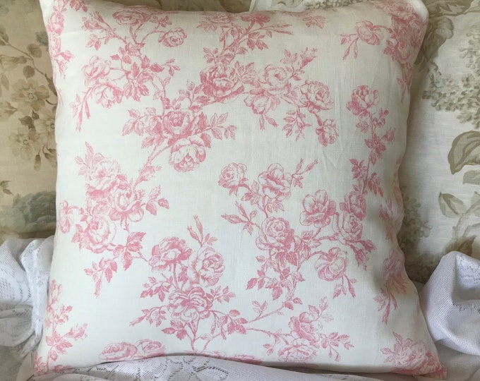 RALPH LAUREN Pillow Cover Light Pink Trailing ROSES on a Crisp Etsy