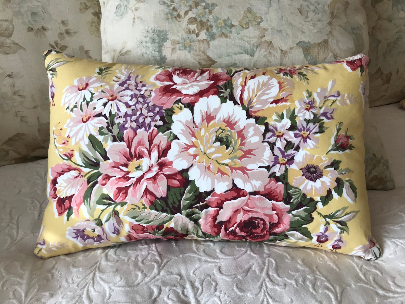 RALPH LAUREN Pillow Cover With ROMANTIC Flowers Vintage Fabric Etsy