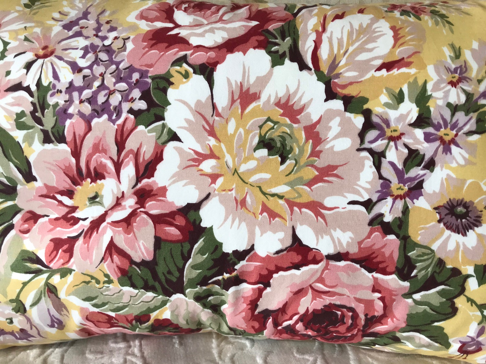RALPH LAUREN Pillow Cover With ROMANTIC Flowers Vintage Fabric Etsy