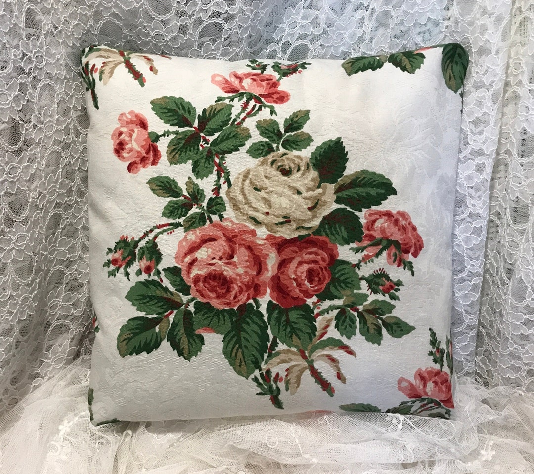 VINTAGE WAVERLY Rose Garden Pillow Cover, Jacquard Fabric,