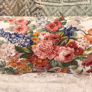 Ralph Lauren Floral Pillow Cover BEACH HOUSE South HAMPTON Red White Blue Cotton Lumbar