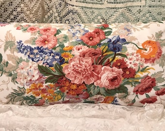 Ralph Lauren Floral Pillow Cover BEACH HOUSE South HAMPTON Red White Blue Cotton Lumbar