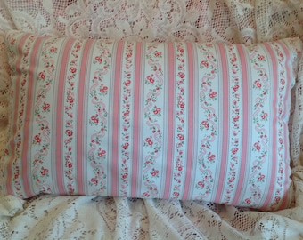 Shabby Chic  pillow cover pink and white pillow Striped ticking