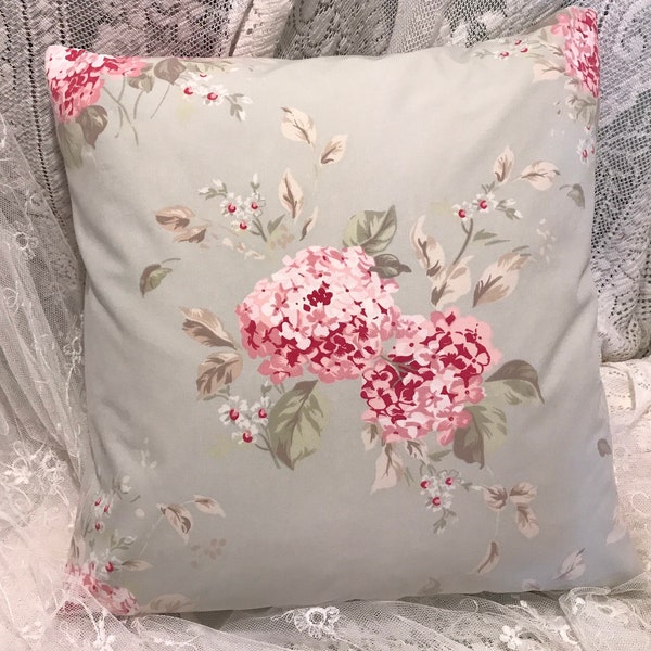 Simply Shabby Chic Pillow Cover with beautiful Hydrangea flowers