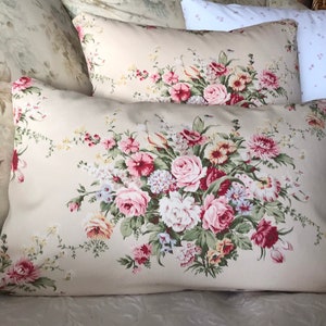 Cottage flower Pillow cover old garden flowers VINTAGE Fabric