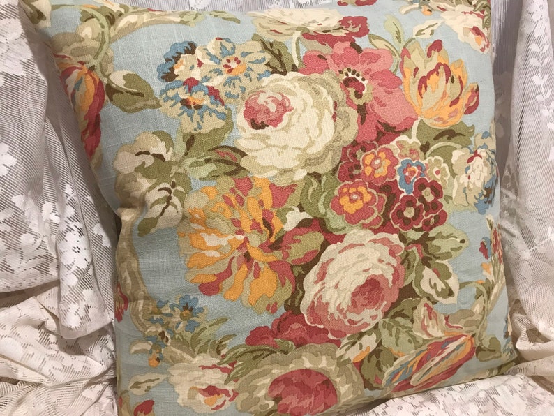 Waverly pillow cover Spring Bling Vintage Cabbage Rose SUMMER Etsy