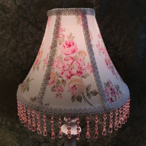 SHABBY CHIC Lampshade handmade pink and green shabby fabric