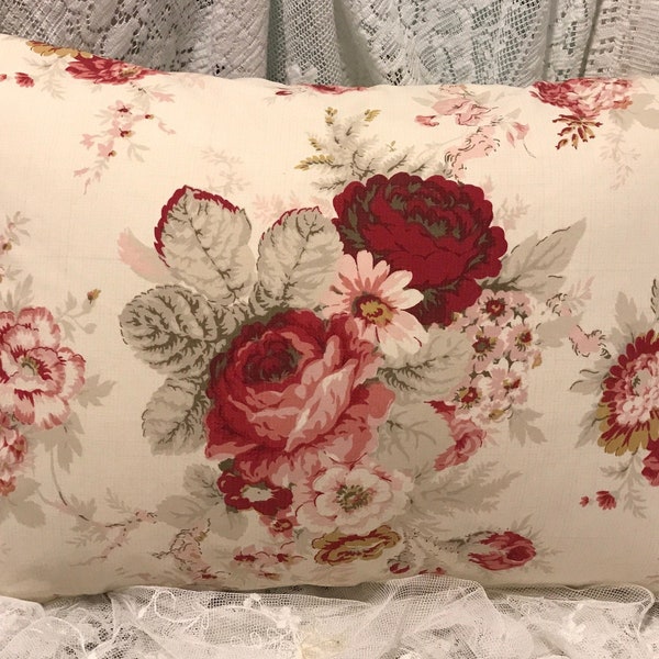 VINTAGE NORFOLK ROSE Pillow Cover Out of Print Waverly Fabric Rare find