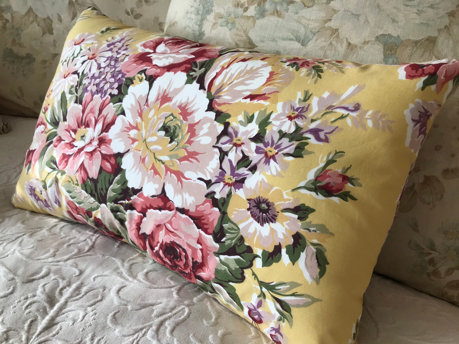 RALPH LAUREN Pillow Cover With ROMANTIC Flowers Vintage Fabric Etsy