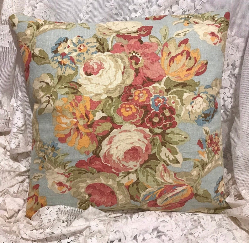 RARE Waverly Pillow Cover Spring Bling Vintage Cabbage Rose Etsy