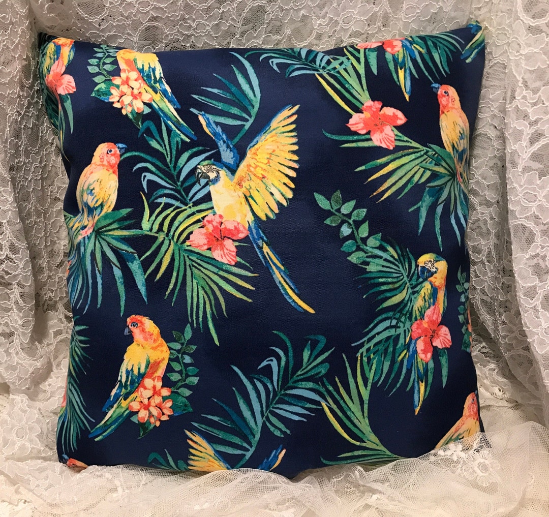 OUTDOOR PARROT BIRD Pillow Cover Bright Colors Birds and Palm Trees - Etsy