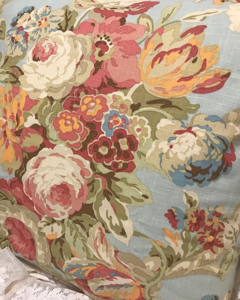 Waverly pillow cover Spring Bling Vintage Cabbage Rose SUMMER Etsy