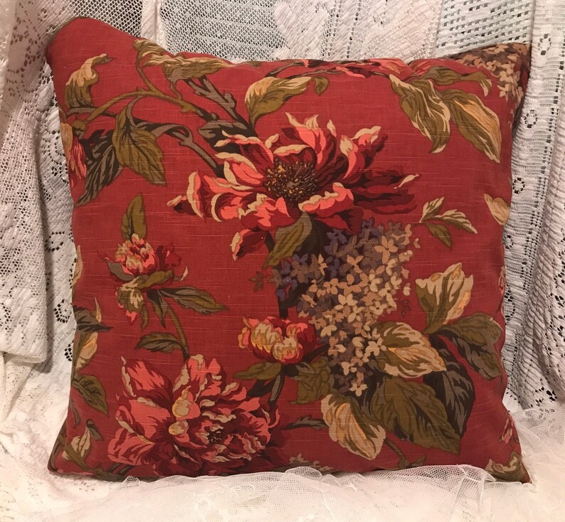 Vintage WAVERLY PILLOW Cover Rich FALL Colors Lovely Floral Etsy