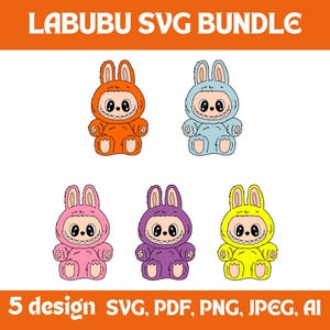 Labubu Designs SVG Bundle, Labubu Clipart, Labubuu Sublimation, Labubu PNG, Cute Labubu Vector, Labubu Character Designs, kawaii svg bundle